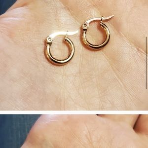 NWOT Tiny 10mm Rose Gold Hoop Earrings